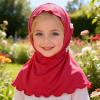 GREUS Girls Hijab Scarf Kids Muslim Headscarf Flower Islamic Arab Head Scarf Wrap One Piece Instant Hijabs for 2-6Y view 2