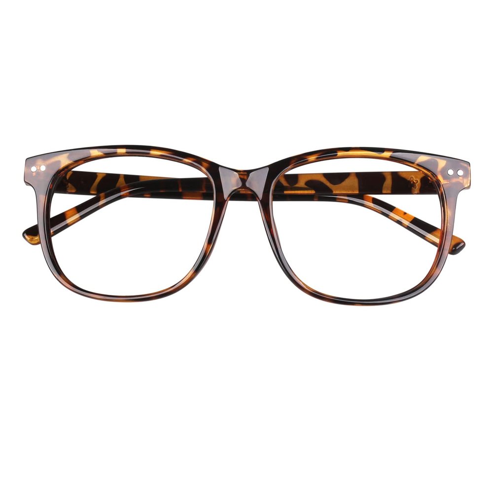 GQUEEN Fake Non Prescription Glasses Clear Lens for Women Men Oversized Frame UV400 Protection Tortoise, 201581