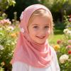 GREUS Girls Hijab Scarf Kids Muslim Headscarf Flower Islamic Arab Head Scarf Wrap One Piece Instant Hijabs for 2-6Y view 2