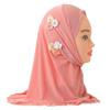 GREUS Girls Hijab Scarf Kids Muslim Headscarf Flower Islamic Arab Head Scarf Wrap One Piece Instant Hijabs for 2-6Y view 3