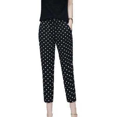DGHM-JLMY Women's Summer High Waist Slim Harem Ninth Pants Drawstring Elastic Waist Ankle Length Pants Stretch Tapered Pants (Black,Medium,5,OZ)