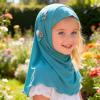 GREUS Girls Hijab Scarf Kids Muslim Headscarf Flower Islamic Arab Head Scarf Wrap One Piece Instant Hijabs for 2-6Y view 2