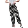 Women's Plaid Polka Dot Loose Casual Pants Workout Sweatpants Elastic Waist Comfy Tie Leg Striped Plaid Long Pants (Black,Small,5,OZ) view 1