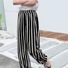 Women's Plaid Polka Dot Loose Casual Pants Workout Sweatpants Elastic Waist Comfy Tie Leg Striped Plaid Long Pants (Black,Small,5,OZ) view 2