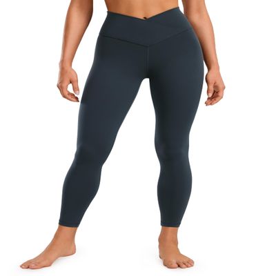 CRZ YOGA Butterluxe Crossover Waist Leggings 25" - V Crossover High Waisted Gym Workout Yoga Womens True Navy X-Small