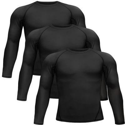 3 Pack Boys' Girls' Compression Shirts Youth Long Sleeve Undershirt Sports Performance Moisture Wicking Baselayer Sets 3Black XL