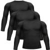 3 Pack Boys' Girls' Compression Shirts Youth Long Sleeve Undershirt Sports Performance Moisture Wicking Baselayer Sets 3Black XL view 1
