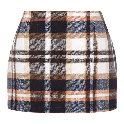 Fall Skirts for Women 2025 Winter High Waisted Bodycon Pencil Knee Length Wool Plaid Mini Skirt(Brown, XS)