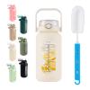 42 oz Glass Water Bottle with 2-in-1 Straw Lid Large Half Gallon Water Bottle with Time Marker & Removable Silicone Sleeve,Wide Mouth BPA-Free Borosilicate Bottle for Gym, Workout & Daily Use view 1