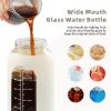 42 oz Glass Water Bottle with 2-in-1 Straw Lid Large Half Gallon Water Bottle with Time Marker & Removable Silicone Sleeve,Wide Mouth BPA-Free Borosilicate Bottle for Gym, Workout & Daily Use view 4