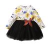 Baby Girls Outfit Toddler Kids Girls Infant Floral Prints Long Sleeves Mesh Tulle Princess Dress (Black, 0-3 Months) view 1