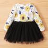 Baby Girls Outfit Toddler Kids Girls Infant Floral Prints Long Sleeves Mesh Tulle Princess Dress (Black, 0-3 Months) view 2
