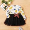 Baby Girls Outfit Toddler Kids Girls Infant Floral Prints Long Sleeves Mesh Tulle Princess Dress (Black, 0-3 Months) view 3