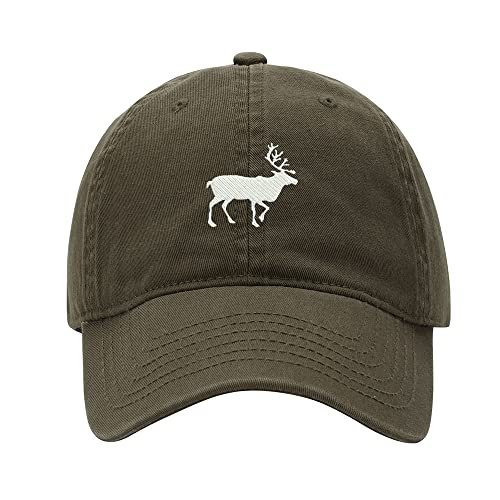 Baseball Cap Men Moose Animal Embroidered Washed Cotton Dad Hat Baseball Caps (Green,7 5/8)