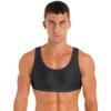 Agoky Mens Fashion Tank Tops Shiny U Neck Crop Tops See Through Streetwear Party Nightclub Vests 3#Black X-Large view 1