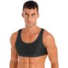 Agoky Mens Fashion Tank Tops Shiny U Neck Crop Tops See Through Streetwear Party Nightclub Vests 3#Black X-Large view 2