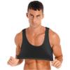 Agoky Mens Fashion Tank Tops Shiny U Neck Crop Tops See Through Streetwear Party Nightclub Vests 3#Black X-Large view 4