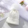 Kids Winter Knit Hat Warm Fleece Lined Hats Children Cable Baby Cute Pompom Cap for 0-3 Years Old (White, One Size) view 2