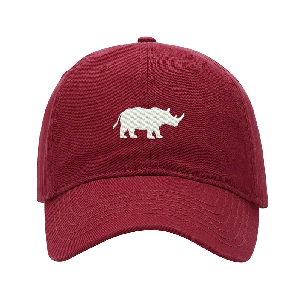 Baseball Cap Men Rhinos Animal Embroidered Washed Cotton Dad Hat Baseball Caps (Red,7 5/8)