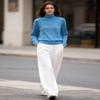 SANGTREE Womens Long Sleeve Turtleneck Sweater Lightweight Pullover Knitted Sweater Haze Blue US L view 2