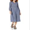 Amazon Essentials Women's Lightweight Georgette Long Sleeve V-Neck Midi Dress (Available in Plus Size), Blue Ditsy Floral, Medium view 1