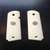[BMPL] Ivory White Resin Gun Grips Compatible Replacement for 1911 Full Size, Government, Full Size Clones, Polyester ,Silver Medallion ,Thai Handmade, White Ivory view 1