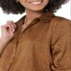 Amazon Essentials Women's Classic-Fit Satin Button Down Blouse, Dark Chestnut Brown, Leopard, Small view 3