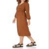 Amazon Essentials Women's Lightweight Georgette Long Sleeve V-Neck Midi Dress (Available in Plus Size), Dark Chestnut Brown Diamond, X-Large view 4