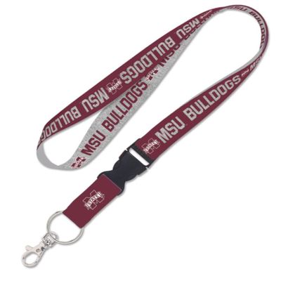 Mississippi State Bulldogs HEATHERED Lanyard w/detachable buckle 1"