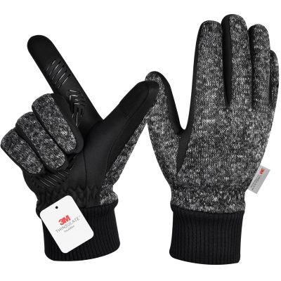 MOREOK Winter Gloves for Men/Women -10F 3M Thinsulate Warm Touch Screen Snow Ski Bicycle Bike Gloves for Driving/Cycling/Running/Hiking-deep Gray-XL