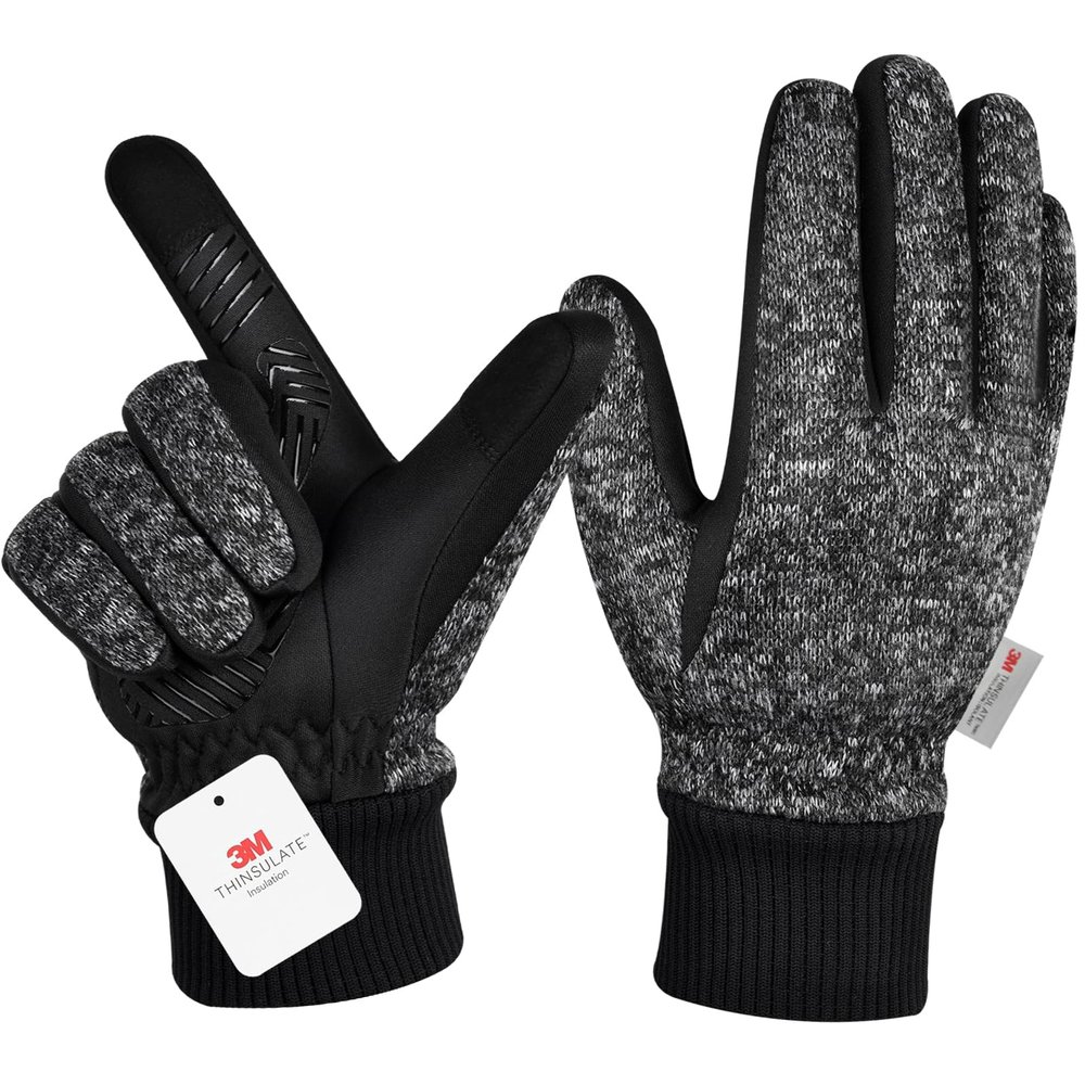 MOREOK Winter Gloves for Men/Women -10F 3M Thinsulate Warm Touch Screen Snow Ski Bicycle Bike Gloves for Driving/Cycling/Running/Hiking-deep Gray-XL
