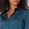 Amazon Essentials Women's Classic-Fit Satin Button Down Blouse, Dark Navy, Diamond, Medium view 3