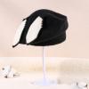 Infant Baby Girls Boys Soft Warm Knit Hat Winter Patchwork Rabbit Ear Cap Hat Baby Hats 6-12 Months (Black, One Size) view 3