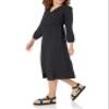 Amazon Essentials Women's Lightweight Georgette Long Sleeve V-Neck Midi Dress (Available in Plus Size), Black, Large view 4