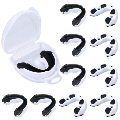 10 Pcs Sport Mouth Guards Gum Teeth Armor Game Guard for Boxing Basketball Football Hockey Karate Basketball Rugby Match (Black with White)