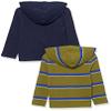 Amazon Essentials Toddler Boys' Lightweight Long-Sleeve Hooded T-Shirt, Pack of 2, Dark Navy/Green Stripe, 2T view 2