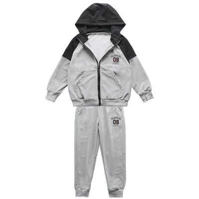 dPois Boy's Tracksuit 2 Pieces Sport Outfit Hoodie Sweatshirt and Sweatpants Jogging Pants Set Activewear Gray 11-12 Years