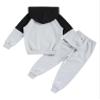 dPois Boy's Tracksuit 2 Pieces Sport Outfit Hoodie Sweatshirt and Sweatpants Jogging Pants Set Activewear Gray 9-10 Years view 2