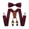 BEWDIO Adjustable Suspenders and Bow Tie Set for Boys, Burgundy Bowtie and Elastic Suspenders with 4 Strong Metal Clips (4-02-1) view 1