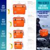 Engel 13qt Live Bait Cooler Box with 2nd Gen 2-Speed Aerator Pump - Portable Fishing Station & Minnow Bucket for Shrimp & Other Live Fish with Aerator - ENGLBC13-N-OHV in Orange High-Visibility view 2