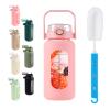 42 oz Glass Water Bottle with 2-in-1 Straw Lid Large Half Gallon Water Bottle with Time Marker & Removable Silicone Sleeve,Wide Mouth BPA-Free Borosilicate Bottle for Gym, Workout & Daily Use view 1