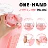 42 oz Glass Water Bottle with 2-in-1 Straw Lid Large Half Gallon Water Bottle with Time Marker & Removable Silicone Sleeve,Wide Mouth BPA-Free Borosilicate Bottle for Gym, Workout & Daily Use view 2