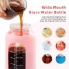 42 oz Glass Water Bottle with 2-in-1 Straw Lid Large Half Gallon Water Bottle with Time Marker & Removable Silicone Sleeve,Wide Mouth BPA-Free Borosilicate Bottle for Gym, Workout & Daily Use view 4