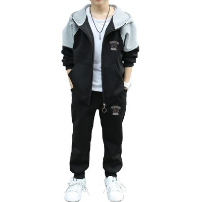 dPois Boy's Tracksuit 2 Pieces Sport Outfit Hoodie Sweatshirt and Sweatpants Jogging Pants Set Activewear Black 5-6 Years