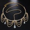 wekicici Boho Rhinestone Head Chain Wedding Crystal Tassel Forehead Headpiece Indian Festival Costume Accessories for Women Halloween (Gold) view 2