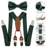 BEWDIO Dark Green Bow Tie and Suspenders Set for Baby Boys, Bowtie and Suspenders with 4 Strong Metal Clips (4-06-1) view 3