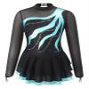Loyan Kids Girls Shiny Ice Figure Skating Dress Mesh Long Sleeve Roller Skating Dance Competition Performance Costume Lake Green 6 Years view 3