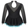 Loyan Kids Girls Shiny Ice Figure Skating Dress Mesh Long Sleeve Roller Skating Dance Competition Performance Costume Lake Green 6 Years view 4