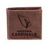 Team Sports America NFL Arizona Cardinals Brown Wallet | Bi-Fold | Officially Licensed Stamped Logo | Made of Leather | Money and Card Organizer | Gift Box Included view 1