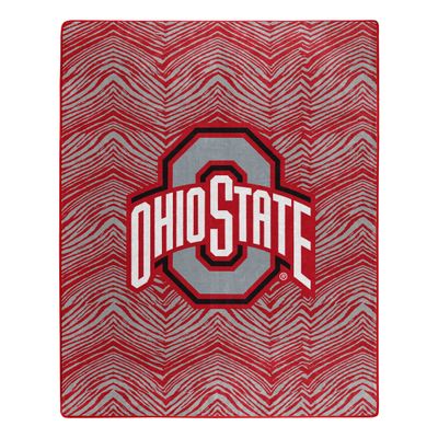 Zubaz by Northwest NCAA Zubified Raschel Throw Blanket 50 X 60, Ohio State Buckeyes